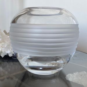 Baccarat Round Vase with Frosted Rings